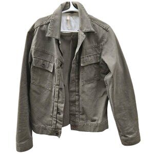 Green Khaki cotton denim trucker jacket by Club Monaco Medium